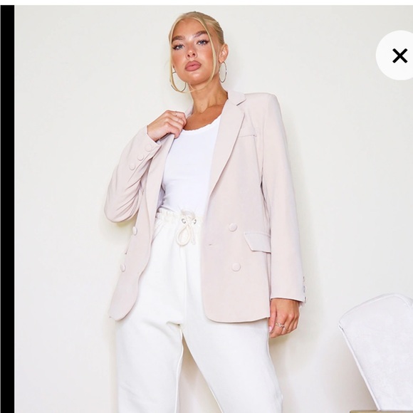 Eight Paris/ Pretty Little Thing Jackets & Blazers - NWT Pretty Little Thing blush nude double blazer-size small
